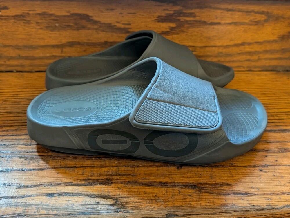 OOFOS OOahh Sport Flex Sandal Slide Slate Size Mens 7 Women’s 9